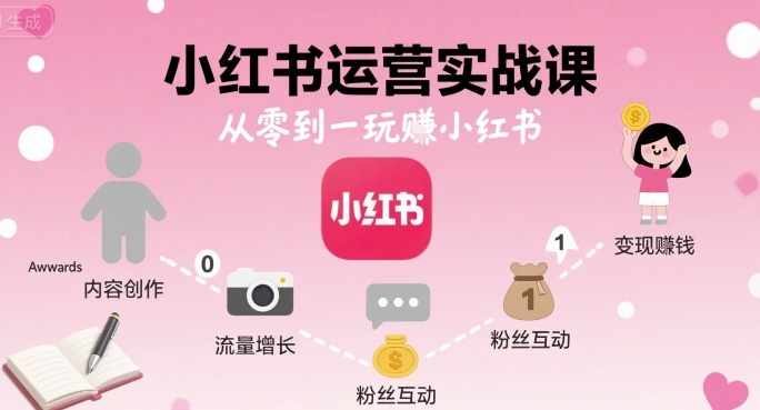 小红书运营实战课,从零到一玩賺小红书