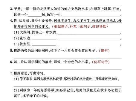 三年级上册语文句子整合归类复习卷(部编人教版)