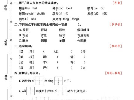 三年级语文上册期中阶段–专项复习《字词》