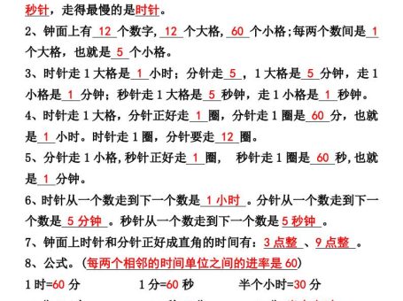 三年级上册数学必背知识点汇总