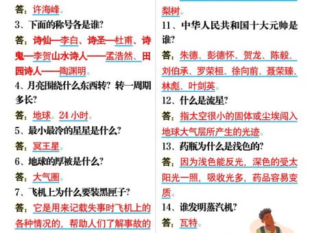 六上语文背诵《121个科普知识》7页