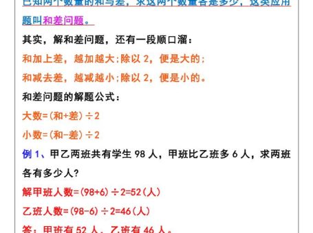 【2025秋新版】五年级上册和差倍问题应用题-五上数学