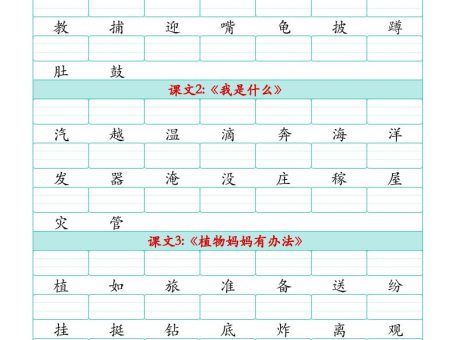 25秋二上语文识字表生字注音练习(460个字9页)