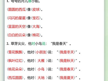 【2025秋新版】一年级语文上册期末重点必考仿写句子