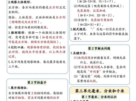 25新版三上数学课课贴