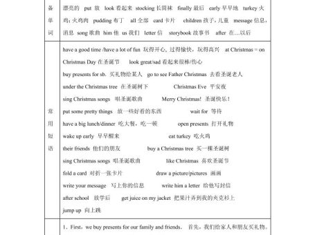 【单元热点难点】译林版(三起)英语五年级上册Unit8AtChristmas教材划重点