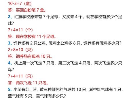 【2025秋新版】【一年级上册数学】期末应用题专项练习