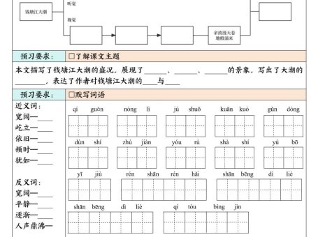 四上语文暑假每日一课基础知识预习单（含答案64页）