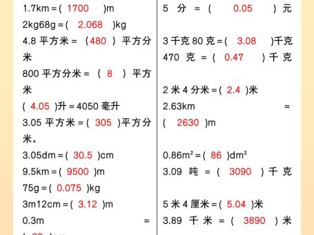 【2025秋新版】五年级上册数学期末:小数单位换算专项练习