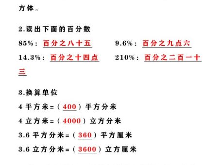 【2025秋新版】五升六年级数学《常考基础知识》-六上数学