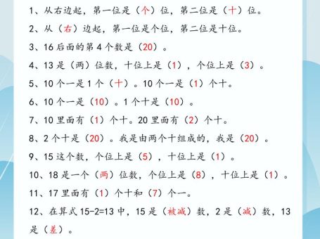【2025秋新版】一年级上册数学:个位十位专项填空