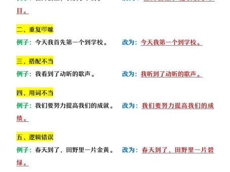 【2025秋新版】四年级上册语文病句必考八大类型