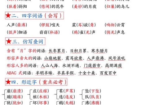四年级语文上册1-8单元考点总结(8个必背知识点)