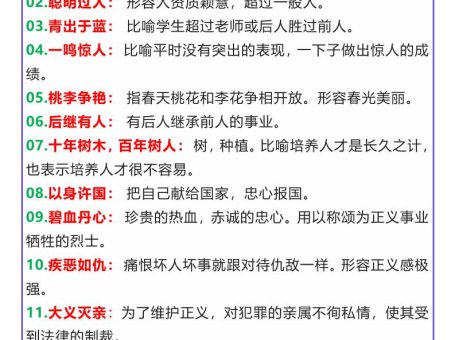 【2025秋新版】四年级上册语文必背成语及解释