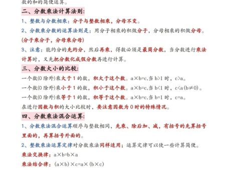 六年级上册数学暑假必备知识点汇总9页