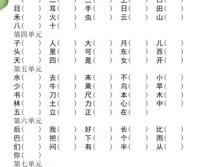 幼小衔接暑假预习部编版一年级语文上册重要词语
