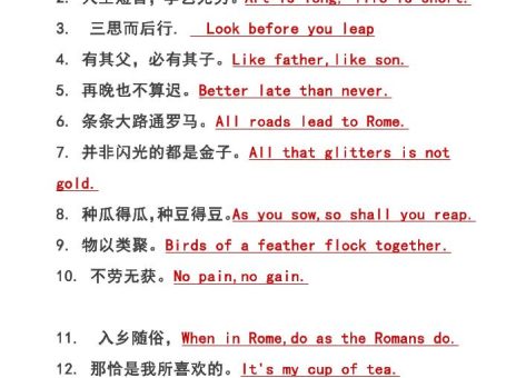 【2025秋新版】六年级上册英语常用谚语汇总写作必备