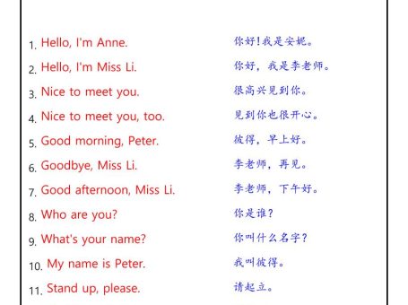 【2025秋新版】三年级英语上册《重点句子》中英文对照