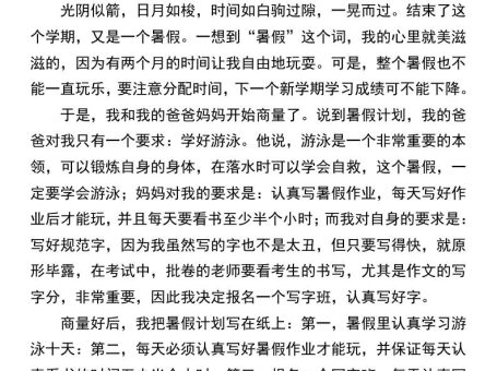 小学必写作文《我的暑假计划》-小升初语文