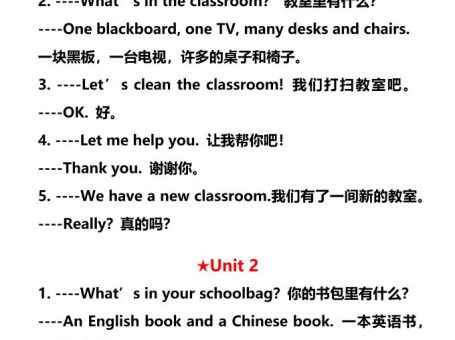 【2025秋新版】四年级英语上册各单元必须要掌握的重点句型