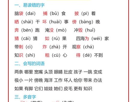 【2025秋新版】二年级语文上册必考1-4单元期中考点归纳