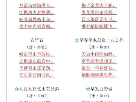 【2025秋新版】三年级语文上册期末复习：课外必背古诗