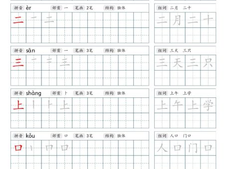 新一上语文写字表练字帖(100字17页)