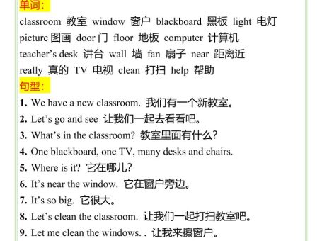 【2025秋新版】四年级英语上全册重点知识点