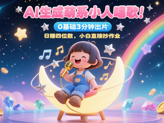 AI生成萌系小人唱歌！0基础3分钟出片，28个作品涨粉9万，日赚四位数，小白直接抄作业