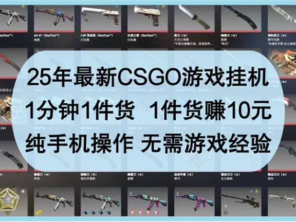 25年最新CSGO游戏挂机，1分钟1件货，1件货赚10元 纯手机操作 无需游戏经验