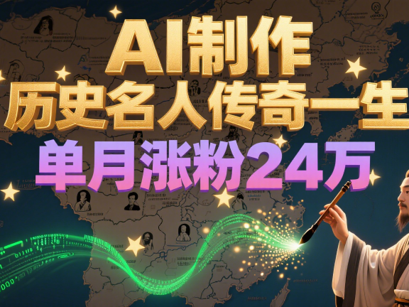暴力起号！用AI制作历史名人传奇一生，单月涨粉24万，涨粉+变现赛道黑马来了