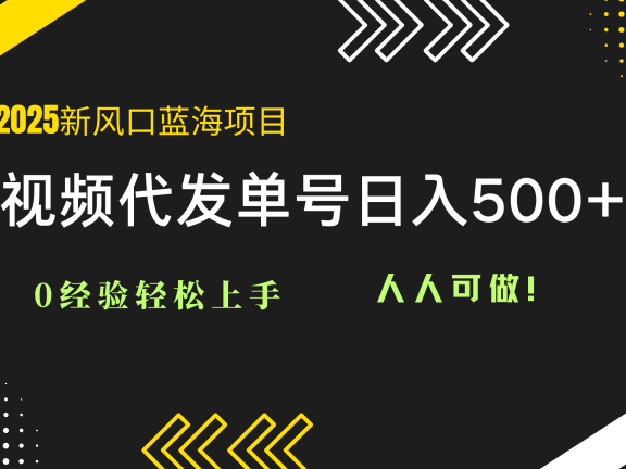 2025视频代发蓝海项目：0经验轻松上手，单号日入500+，人人可做！