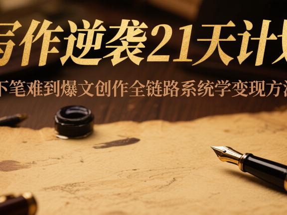 写作逆袭21天计划：从下笔难到爆文创作全链路系统学变现方法论