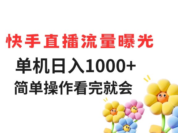 快手直播流量曝光 单机日入1000+ 简单操作 看完就会