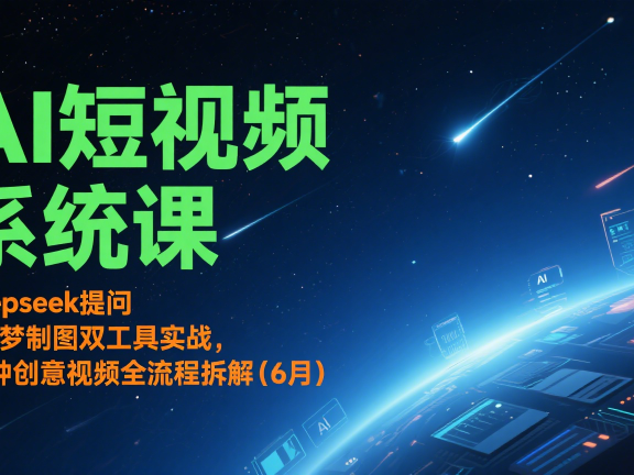 AI短视频系统课：Deepseek提问 + 即梦制图双工具实战，30种创意视频全流程拆解(6月)